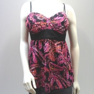 Vintage 70s Style Paisely Camisole Halter Top Empire Waist